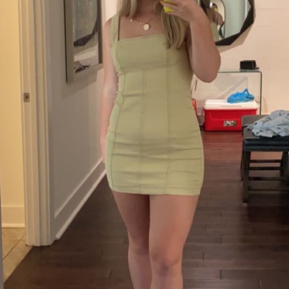 Tan corduroy body con dress